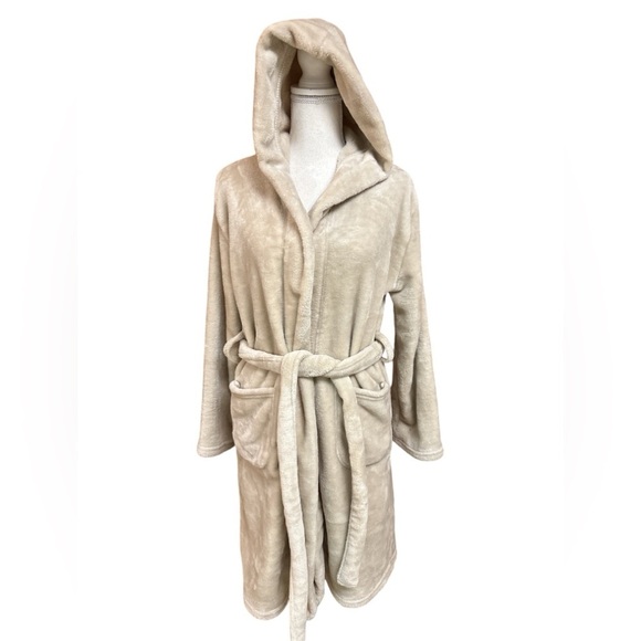 Summer & Rose Tan Soft Plush Comfy Hooded Robe Belted Pockets XS/S/M & L/XL - Picture 1 of 6
